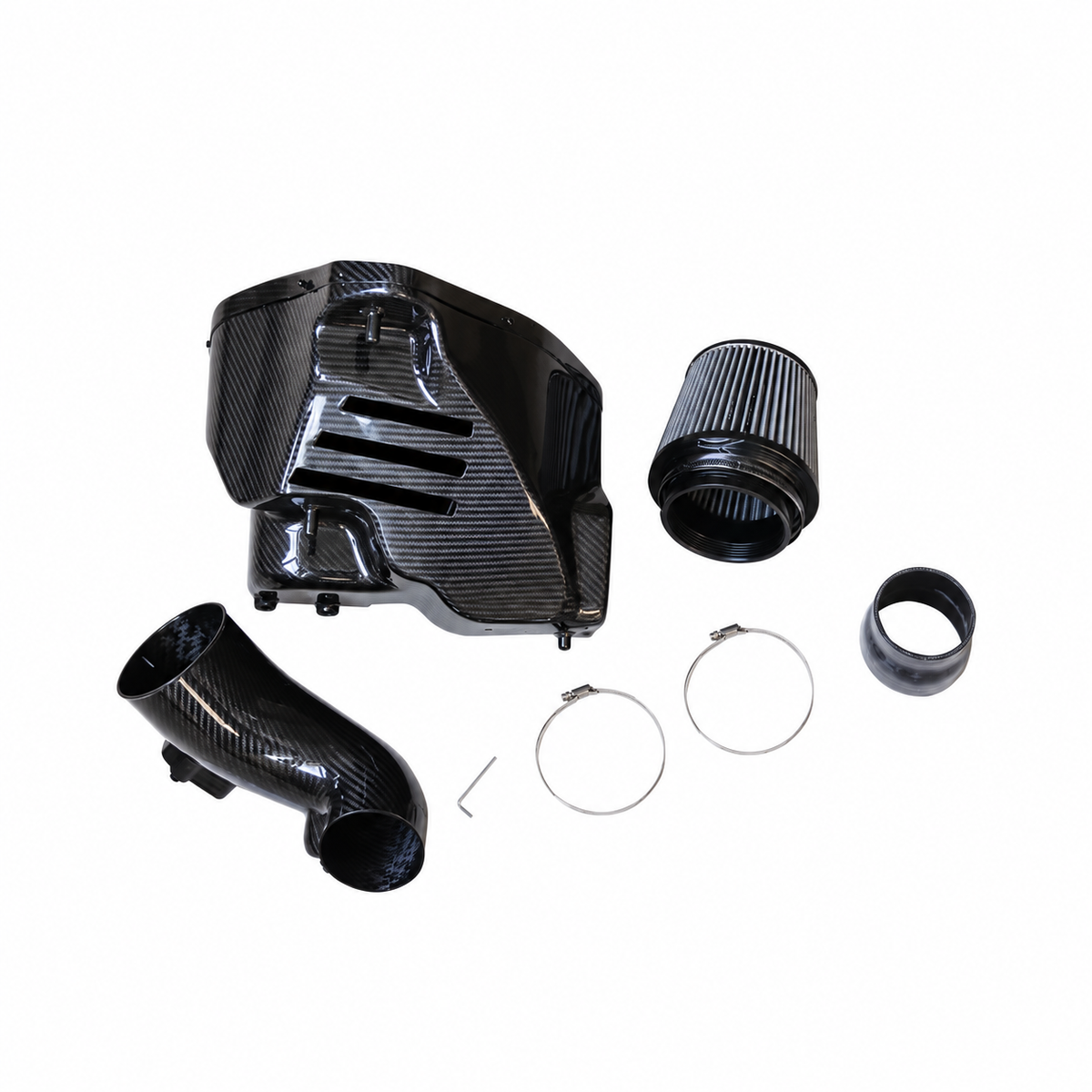 Toyota Supra A90 B58 carbon fiber cold air intake complete kit with airbox intake pipe filter coupler and clamps