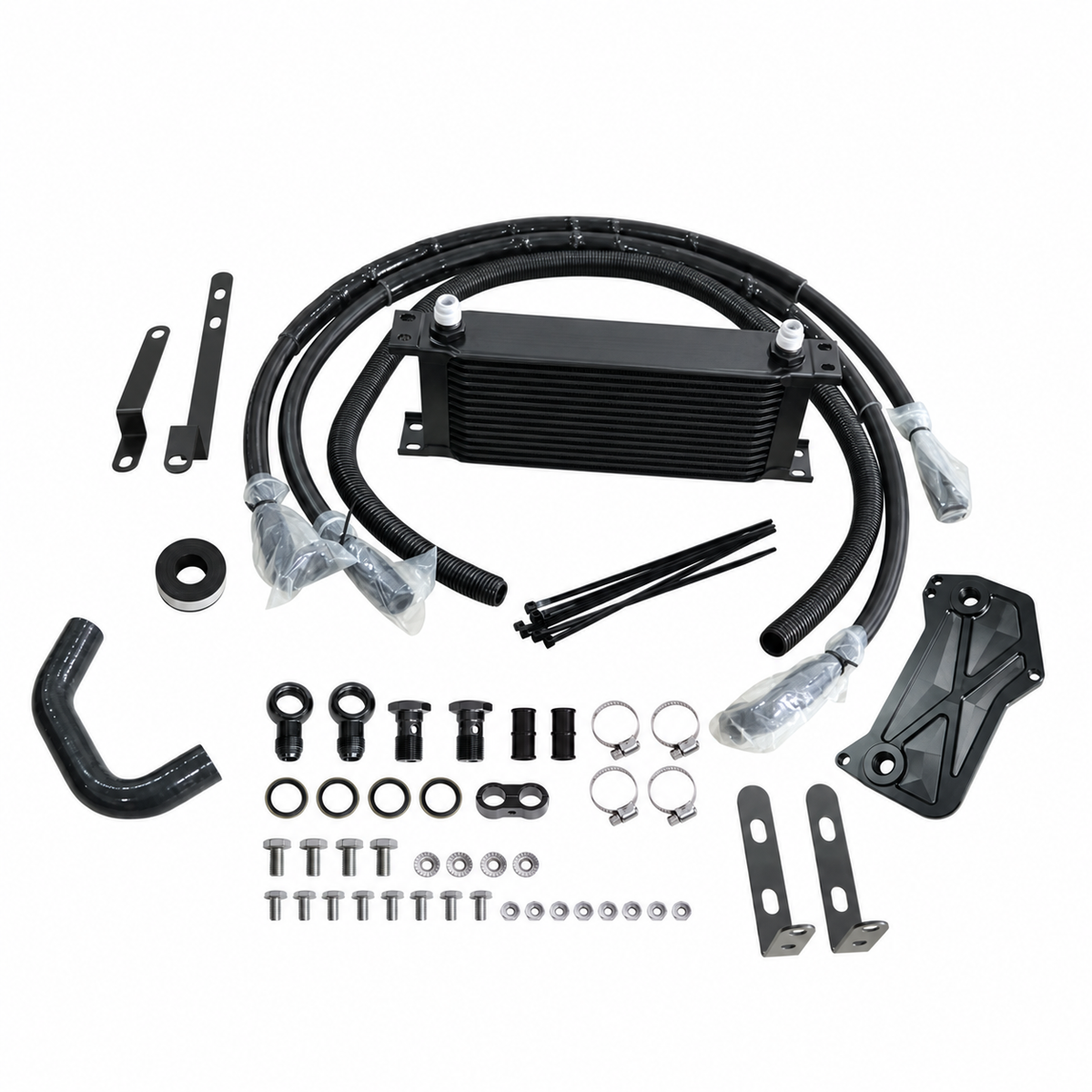 VW Audi DQ350 DQ380 DQ381 DSG transmission oil cooler kit with hoses fittings and installation hardware