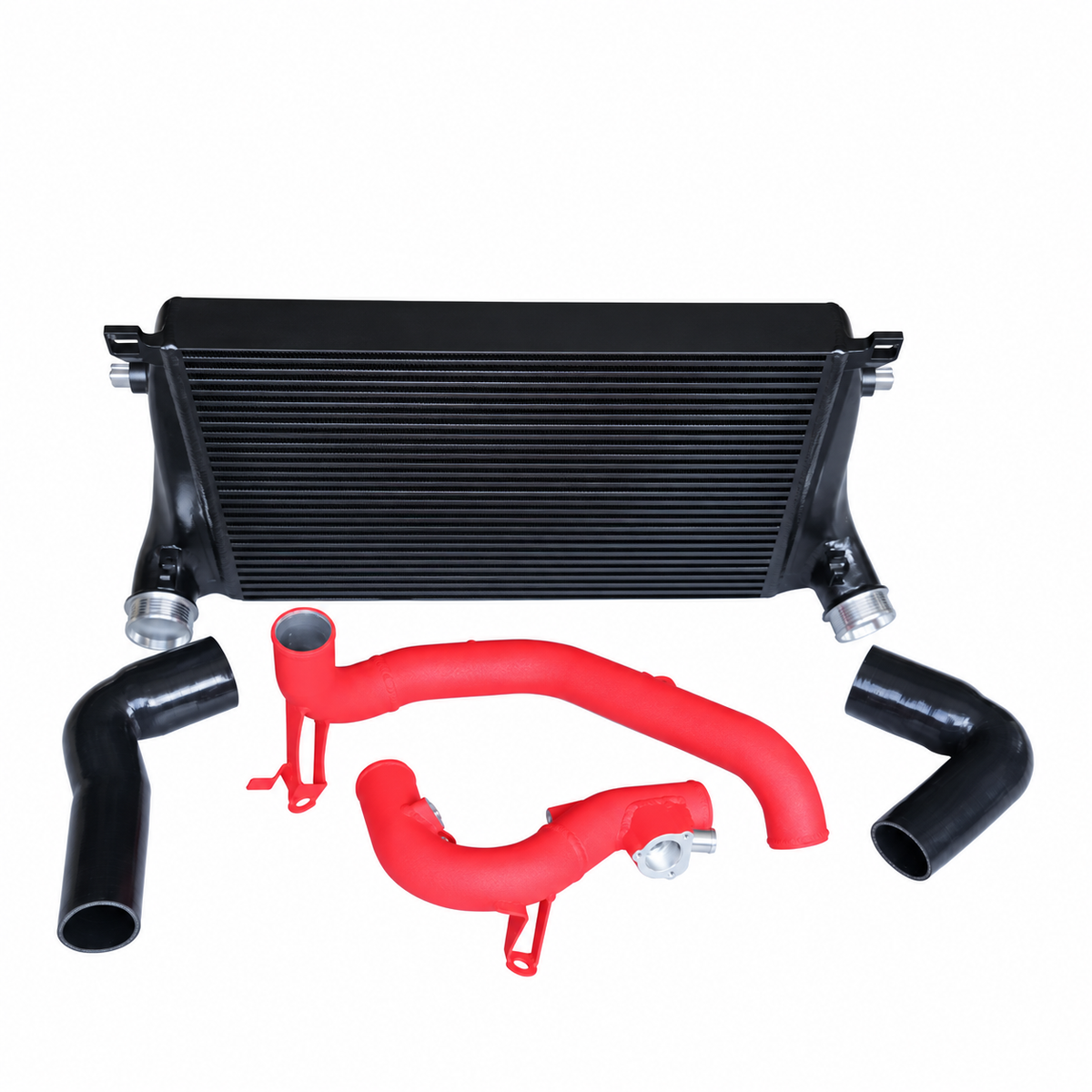 Performance intercooler and red aluminum charge pipe kit for VW Golf GTI MK8 and Audi A3 8Y