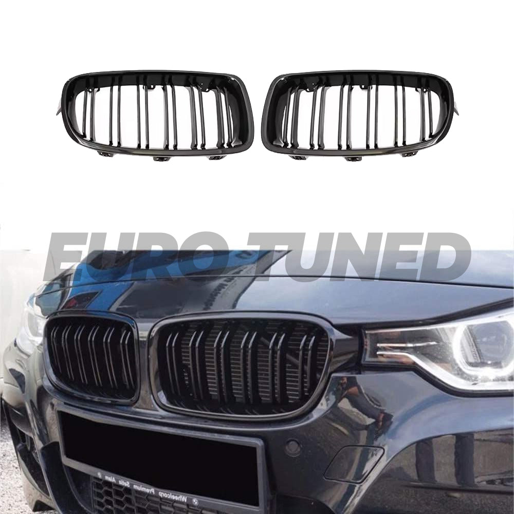 BMW 3 SERIES F30/F31 M3 STYLE GLOSS BLACK FRONT KIDNEY GRILLES