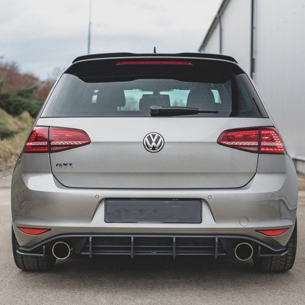 VOLKSWAGEN GOLF MK7 GTI GLOSS BLACK V STYLE REAR DIFFUSER