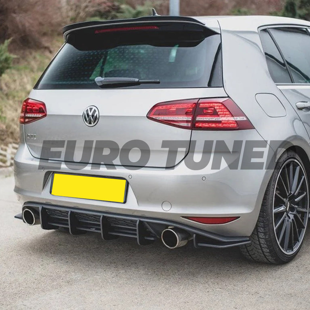 VOLKSWAGEN GOLF MK7 GTI GLOSS BLACK V STYLE REAR DIFFUSER