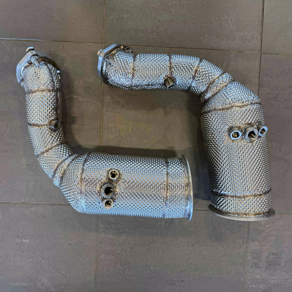 AUDI RS Q8 HIGH FLOW DOWNPIPES WITH HEATSHIELD (200 CELLS)