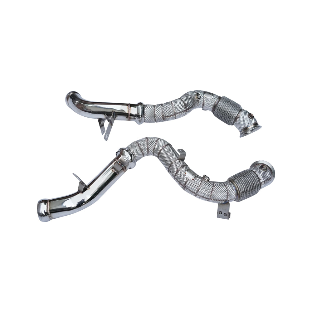 MERCEDES AMG E63/E63S W213 CATLESS DOWNPIPES WITH HEAT SHIELD