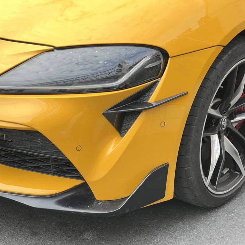 TOYOTA GR SUPRA A90 MK5 GLOSS BLACK FRONT BUMPER CANARDS (2019+)