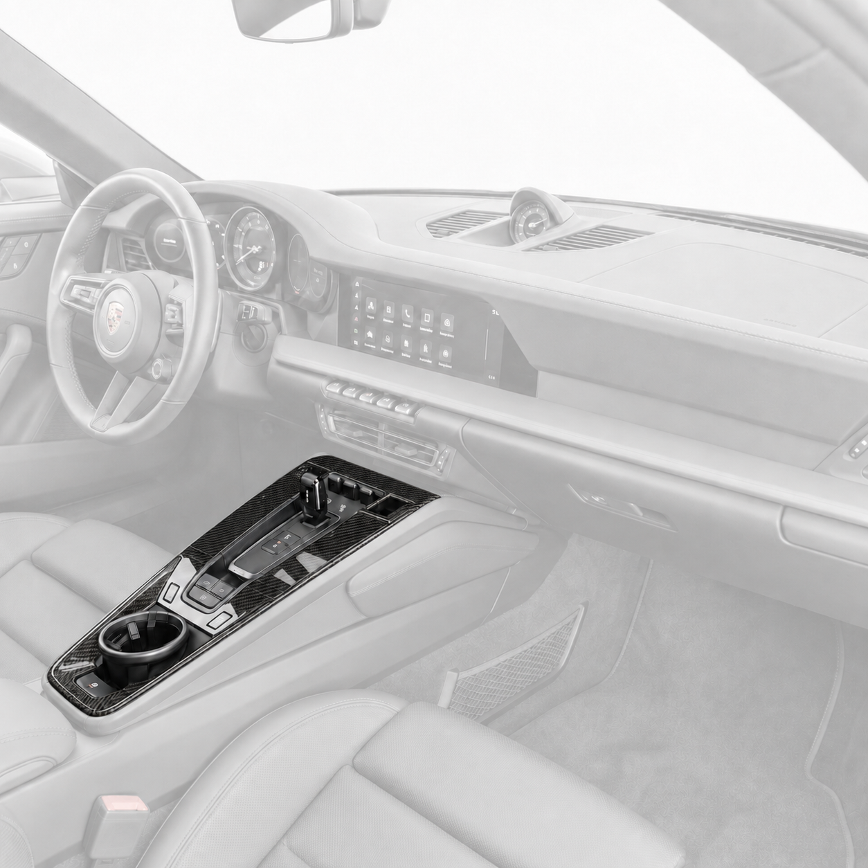Porsche 911 992 Carbon Fiber Center Console Trim Kit (2019–2021)