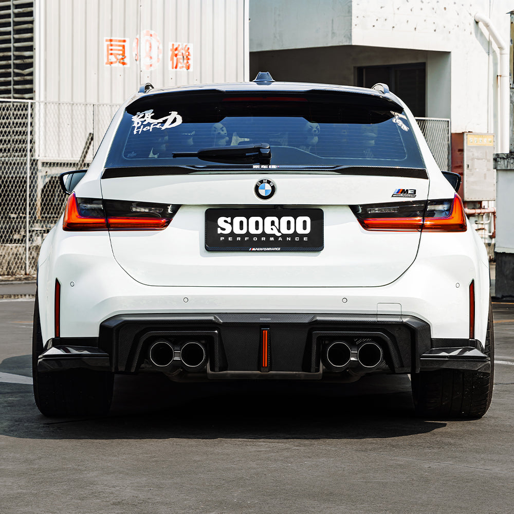 SOOQOO V1 BMW M3 G80 / G81 Pre-Preg Carbon Fibre Rear Diffuser with Brake Light (2021+)