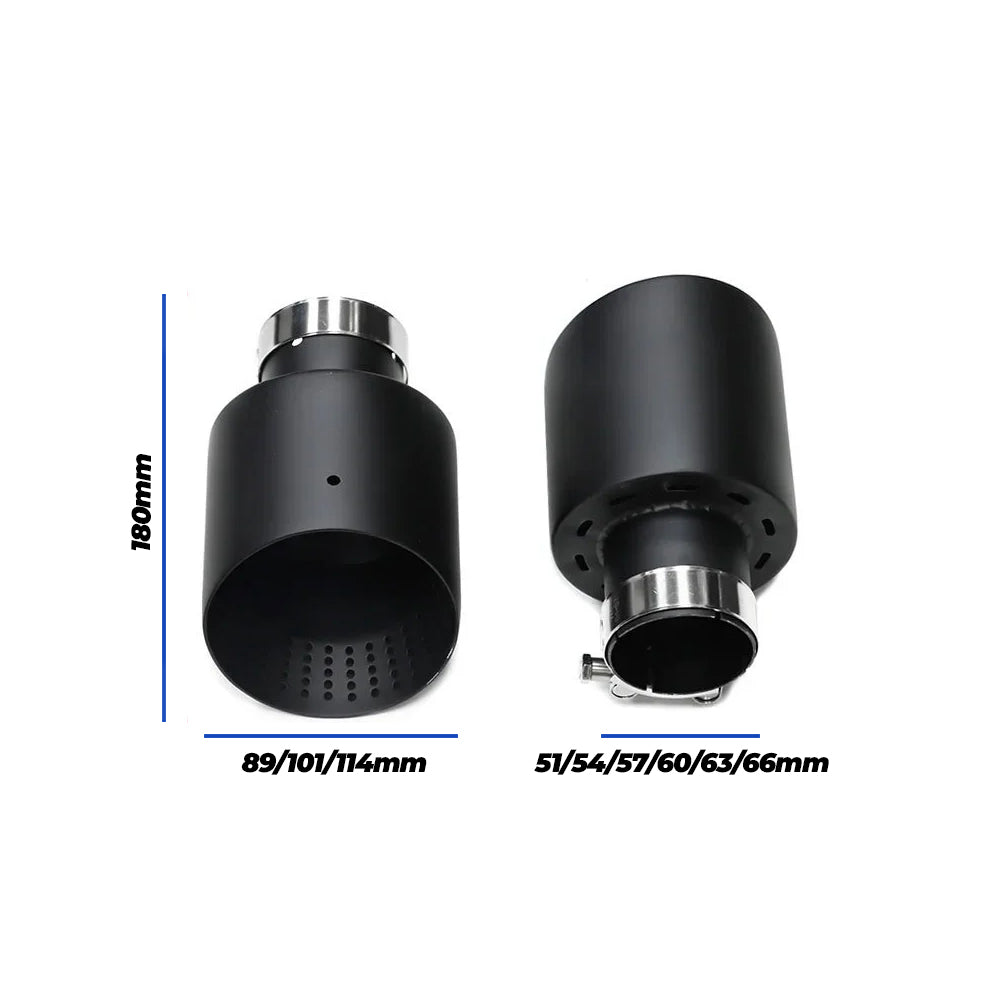 Universal Matte Black Double-Layer Stainless Steel Exhaust Tip with Hole Mesh (Set of 2)