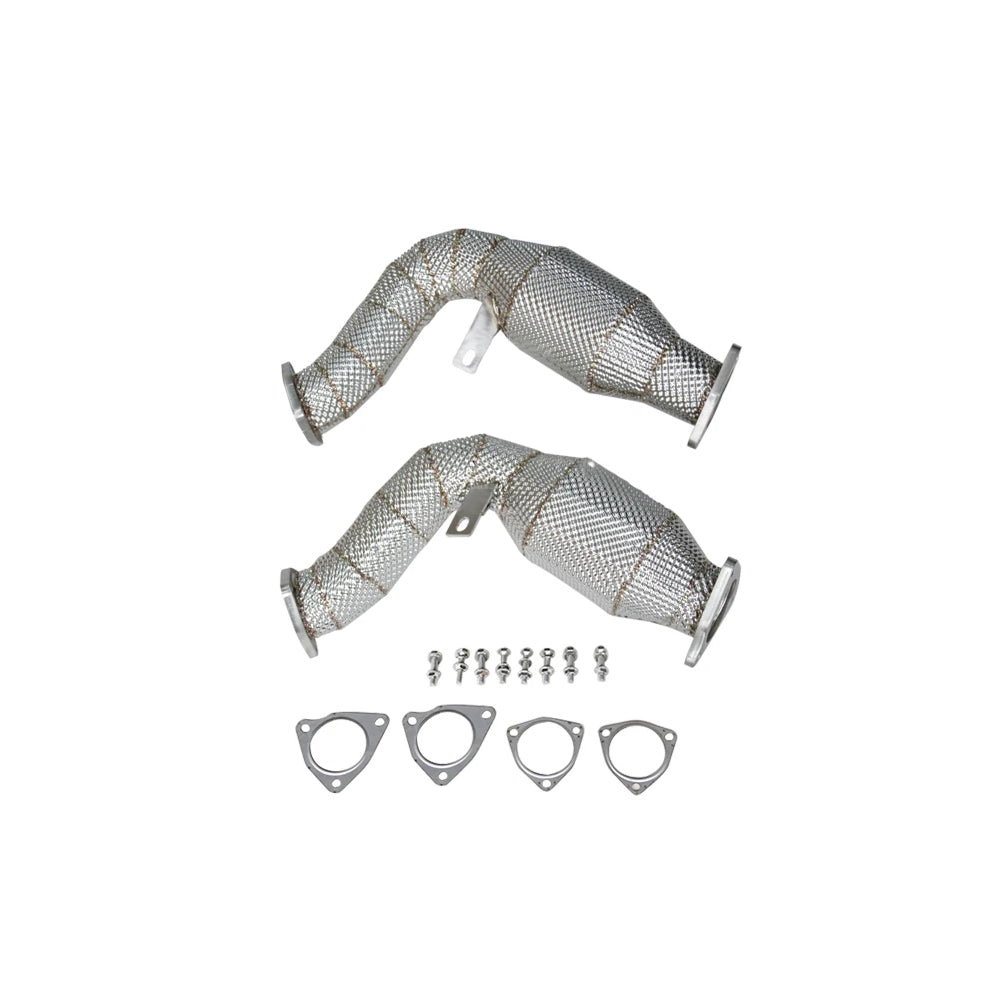Audi 3.0 TFSI 200 cell catted downpipes complete kit with gaskets and installation hardware
