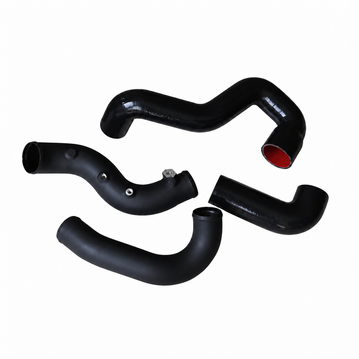 Audi A4 A5 B8 B8.5 Q5 8R 2.0T high-flow aluminum charge pipe set in black finish