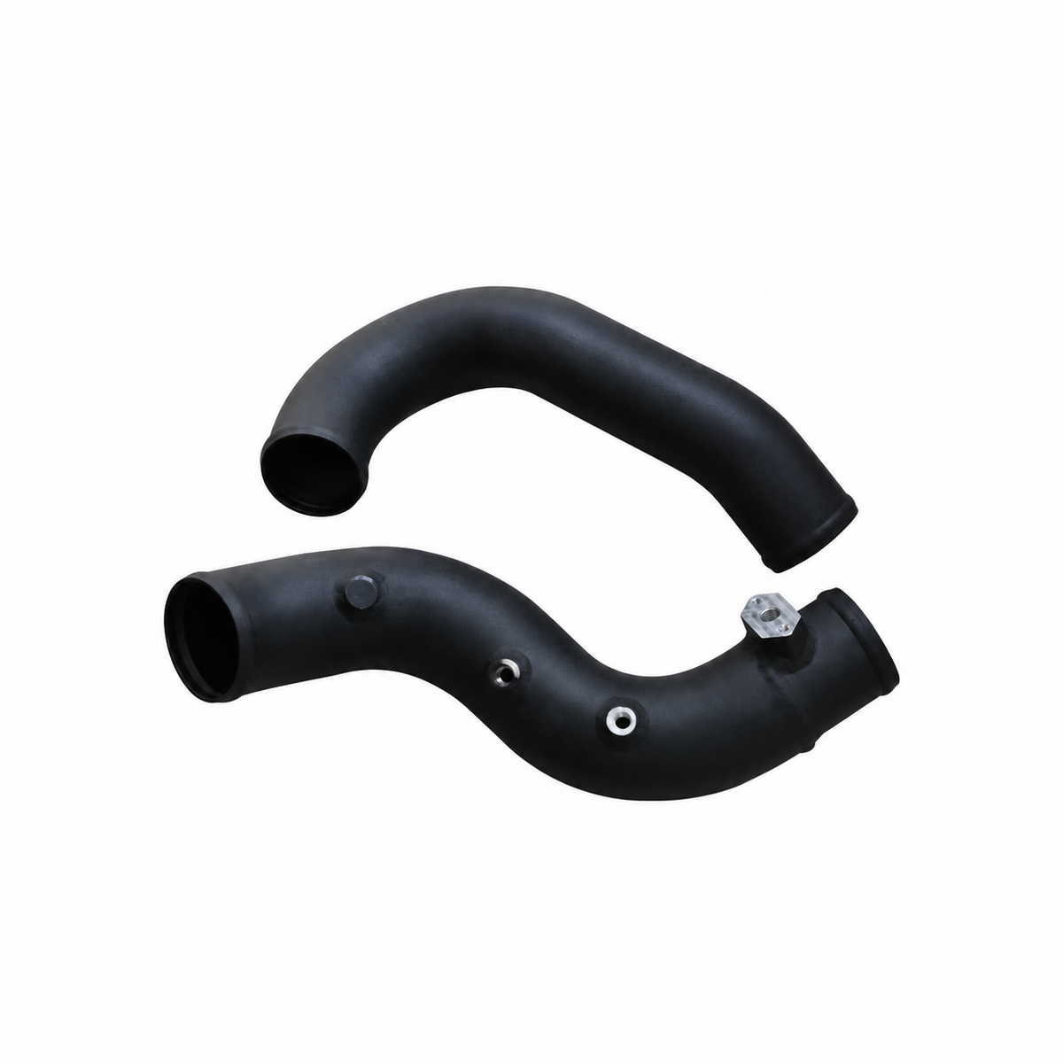 Audi B8 2.0T aluminum charge pipe with sensor ports and mounting connection detail
