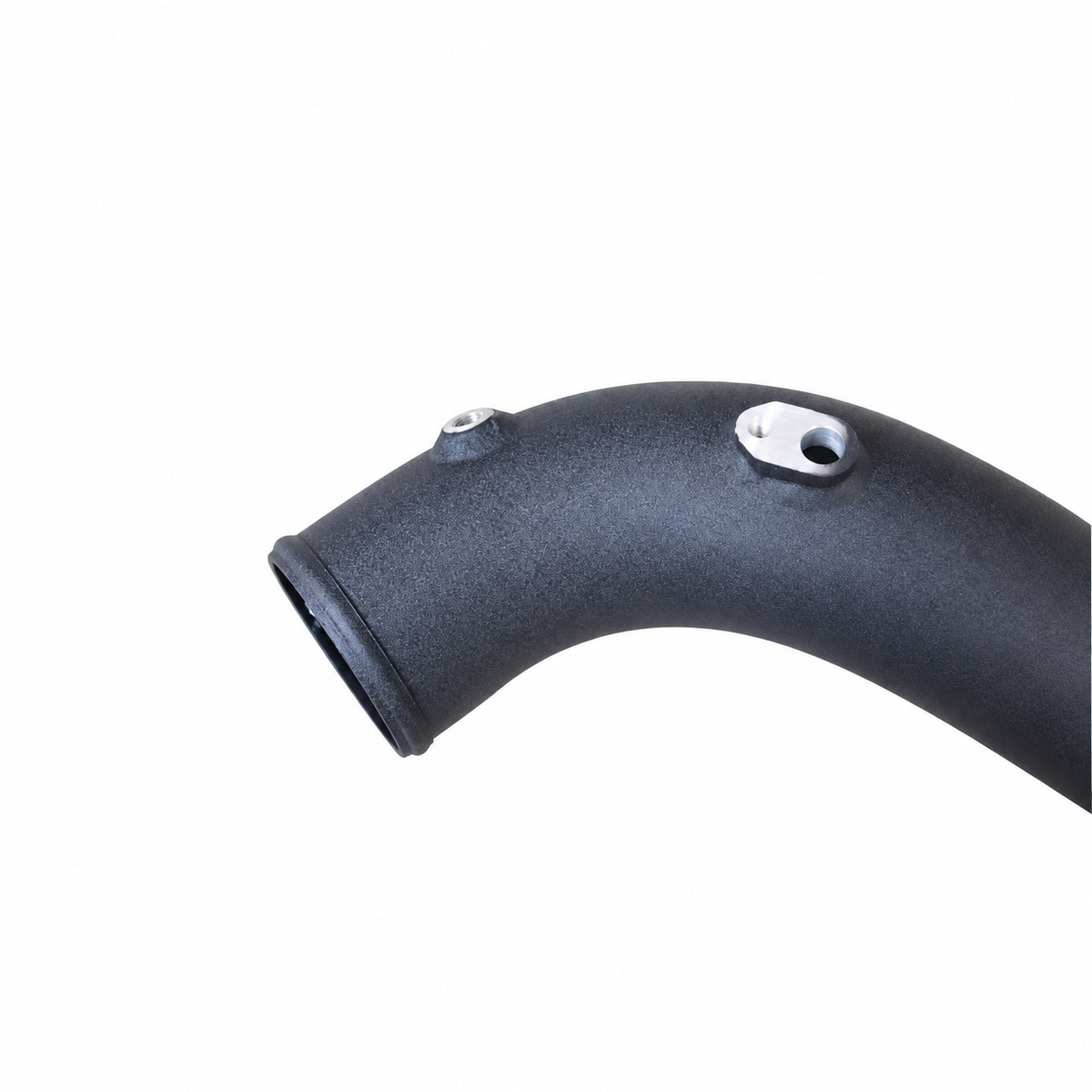 Audi EA839 aluminum charge pipe sensor ports and black textured finish detail