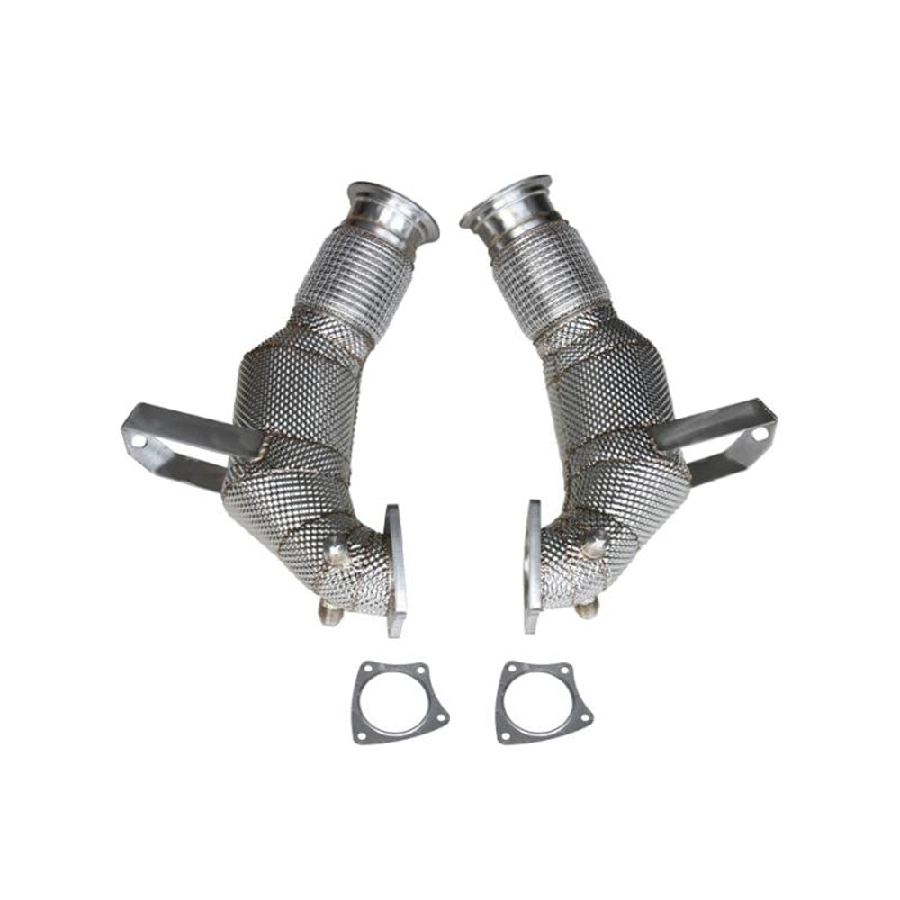 Audi R8 Type 4S OPF catted downpipes pair front view