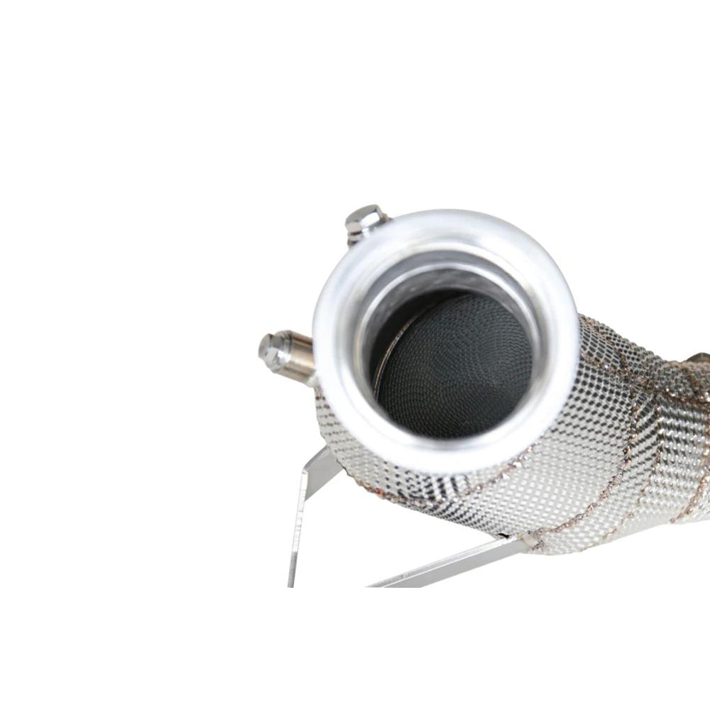 Audi R8 Type 4S V10 5.2 OPF 200 cell catted downpipe inlet close-up