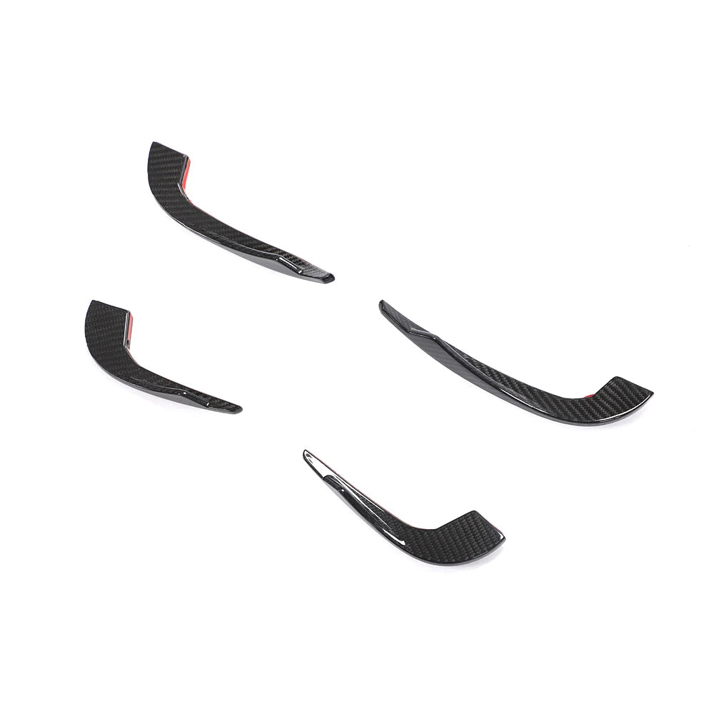 Gloss carbon fiber front aero fin set for Audi RS3 8V LCI