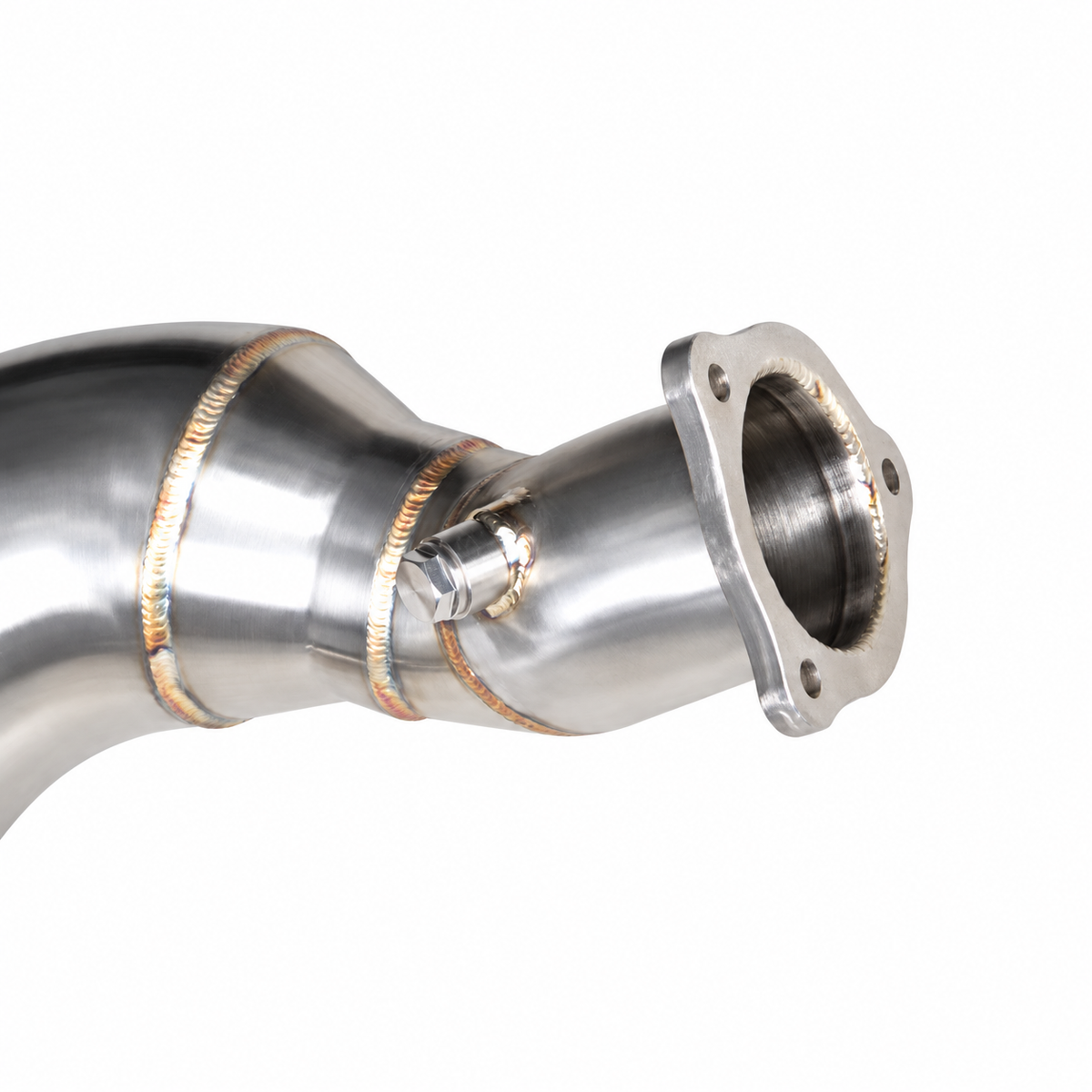 Audi RS4 RS5 2.9 TFSI catless downpipe exhaust outlet and sensor connection detail