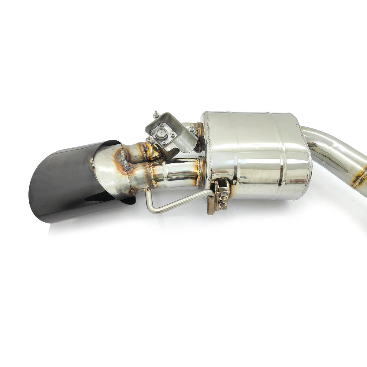 Audi RS6 C7 and RS7 C7 4.0T valved rear muffler detail with electronic valve actuator