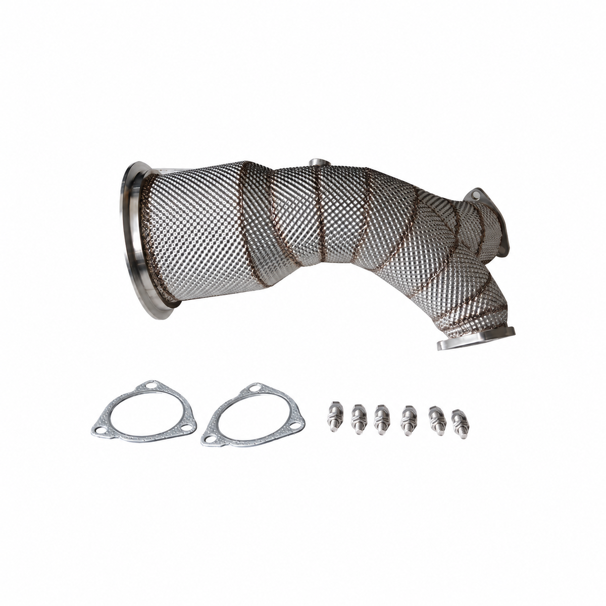 High-flow catless downpipe for Audi SQ5 B9 3.0 TFSI with gaskets and installation hardware