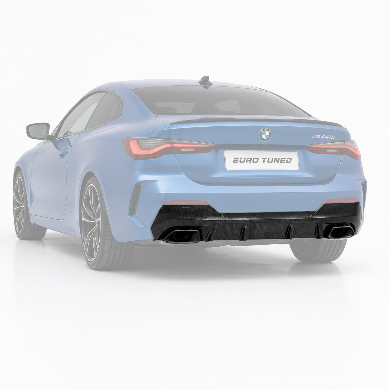 Gloss carbon fiber rear diffuser on BMW G22 G23 430i M440i M Sport