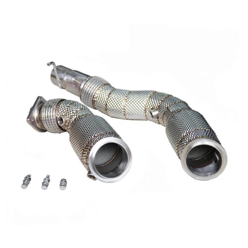 BMW F82 F83 M4 SS304 catted downpipes with integrated heat shields
