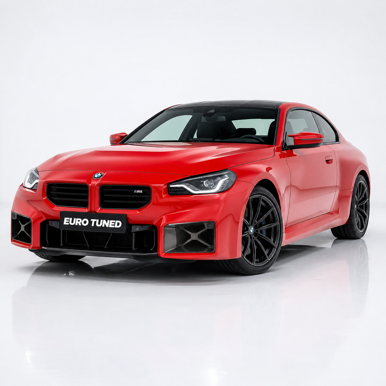 Gloss carbon fiber front bumper vent trim on BMW M2 G87