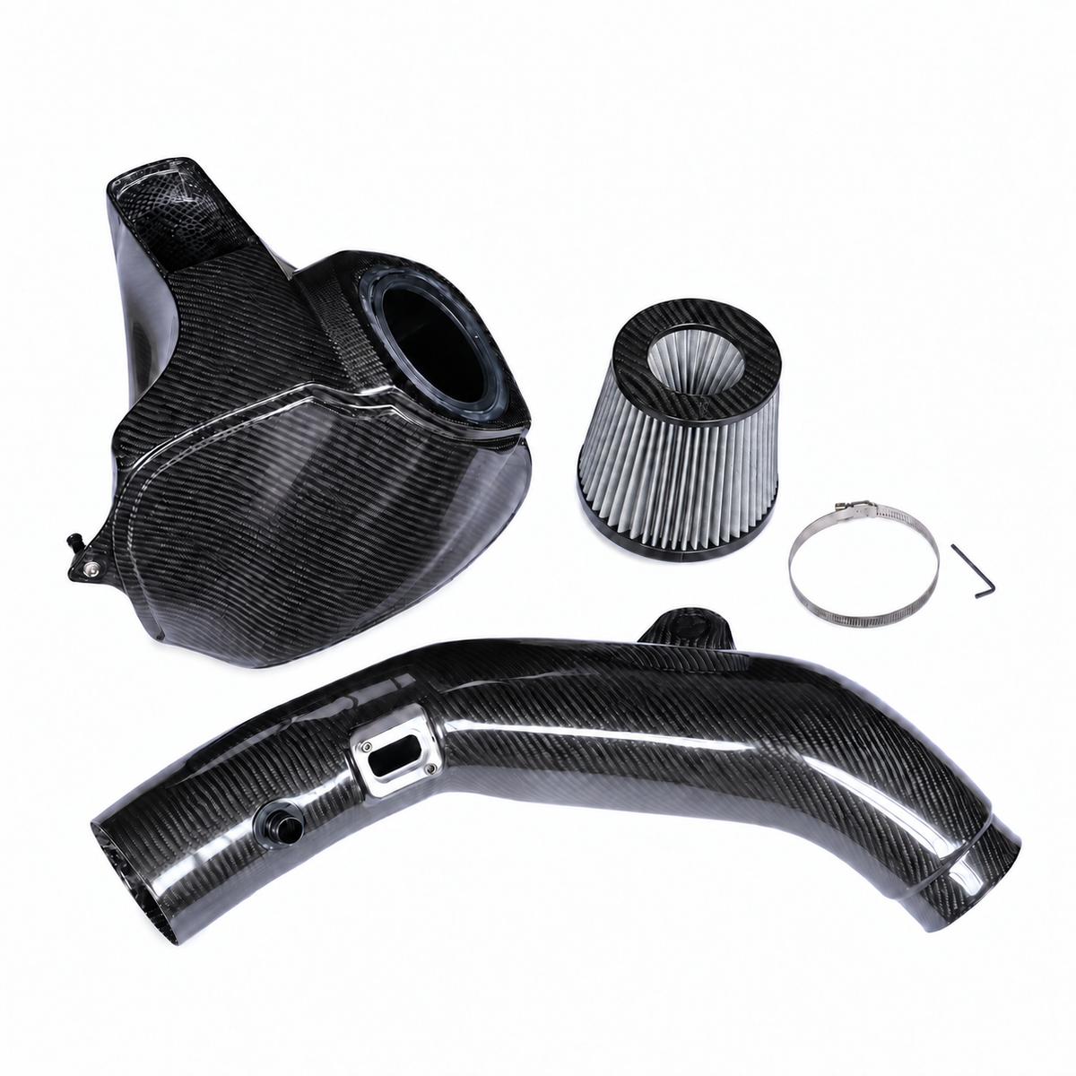 BMW M2 F87 N55 carbon fiber intake system with enclosed airbox intake pipe high-flow filter and clamp