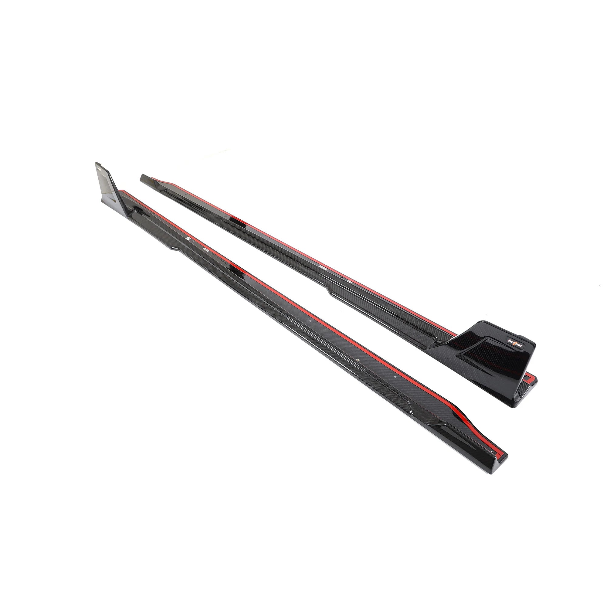 BMW M2 G87 carbon fiber side skirt extensions perspective view