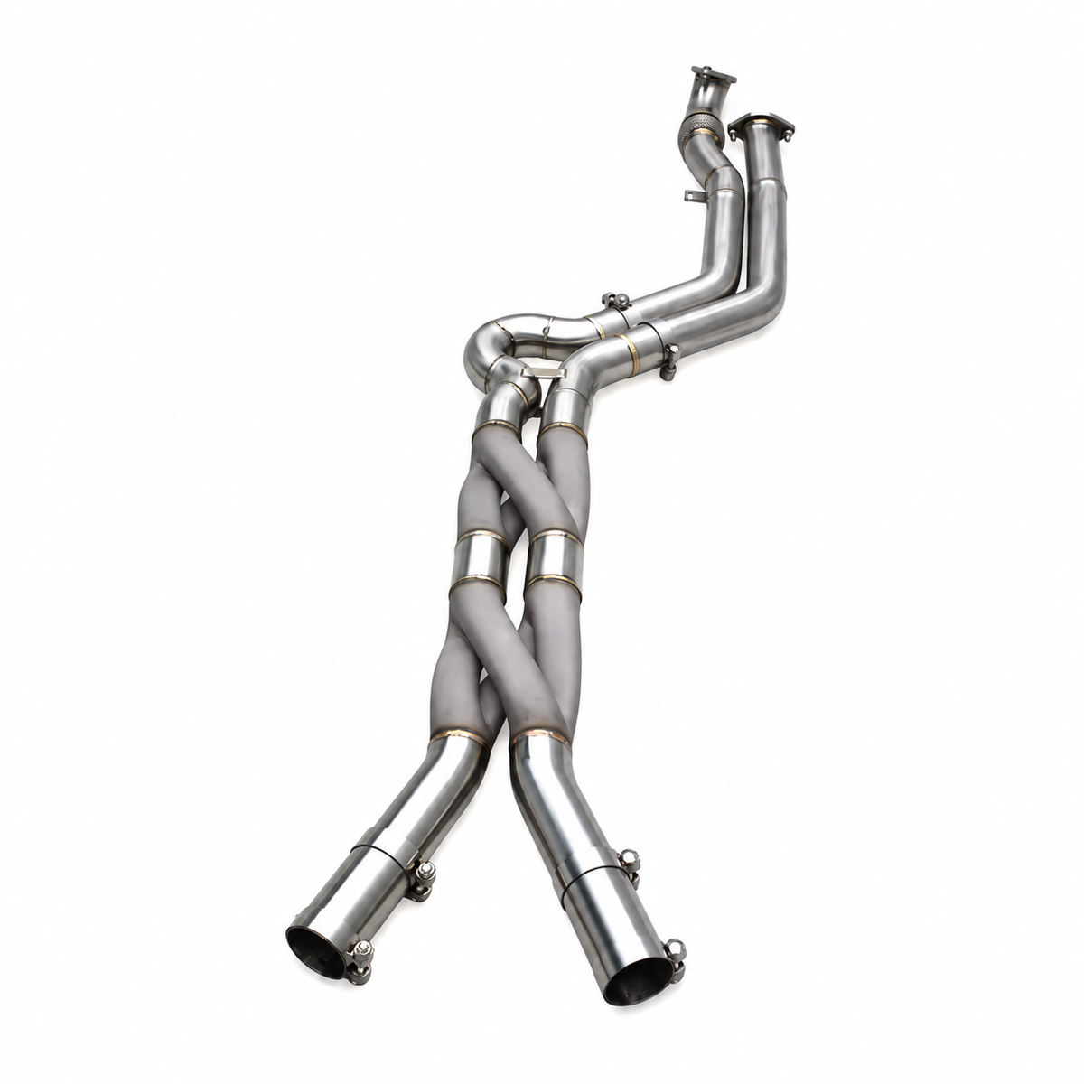 BMW M2 G87 M3 G80 and M4 G82 S58 equal-length Dual Z-Pipe midpipe front view