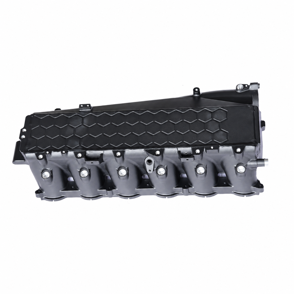BMW M240i 340i 440i B58 Gen 1 billet intake manifold front view with hexagonal top design