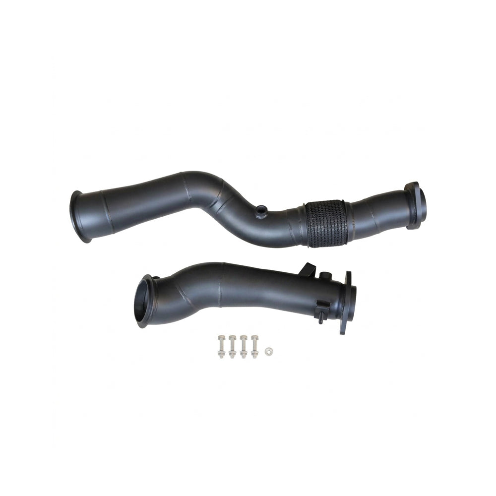 BMW M3 G80 G81 M4 G82 G83 S58 catless downpipe pair with black ceramic coating
