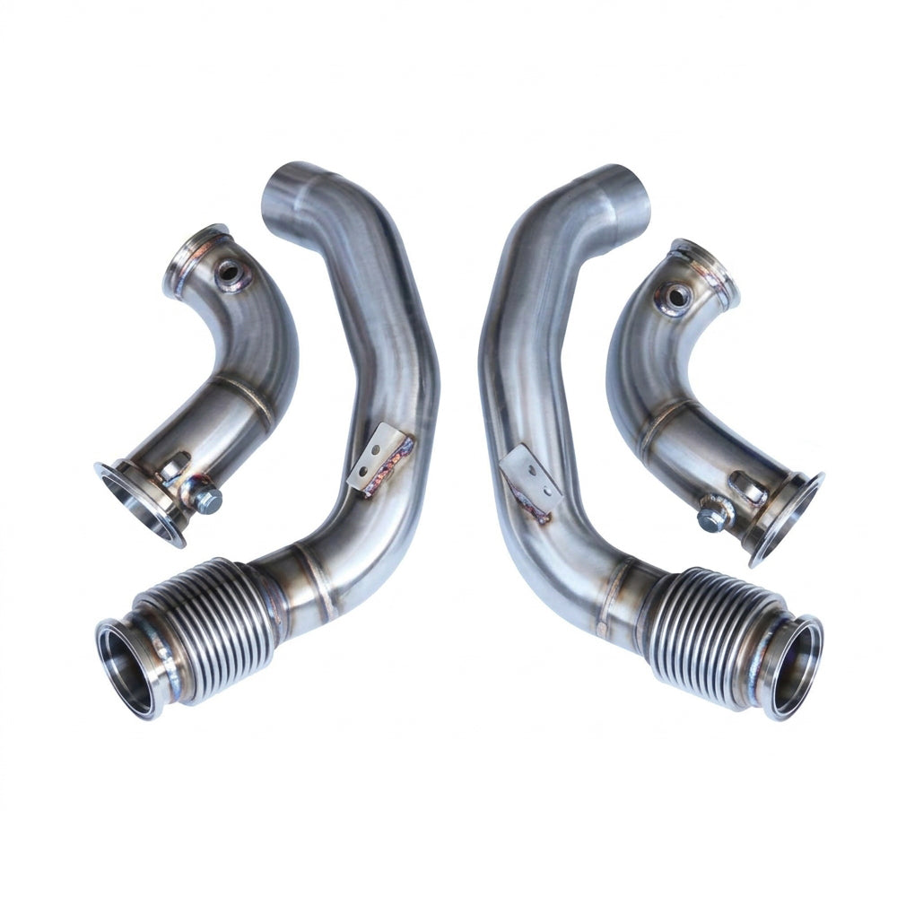 BMW M5 F90 M8 F9X S63 catless downpipes four piece layout