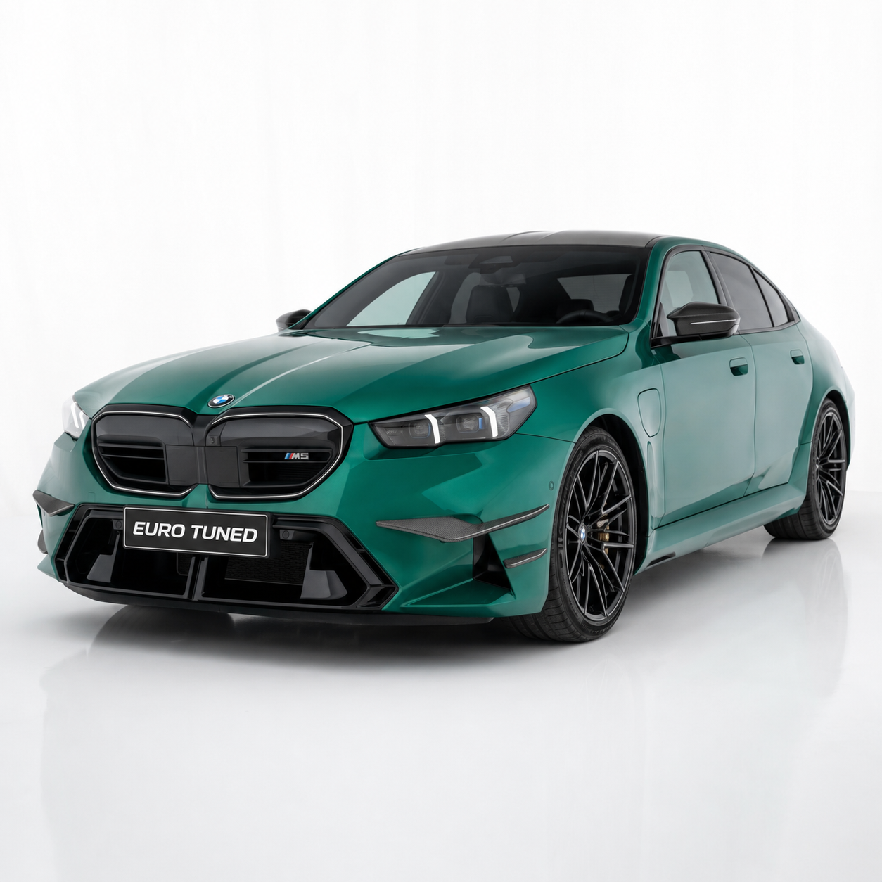 BMW M5 G90 G99 carbon fiber front bumper canards installed
