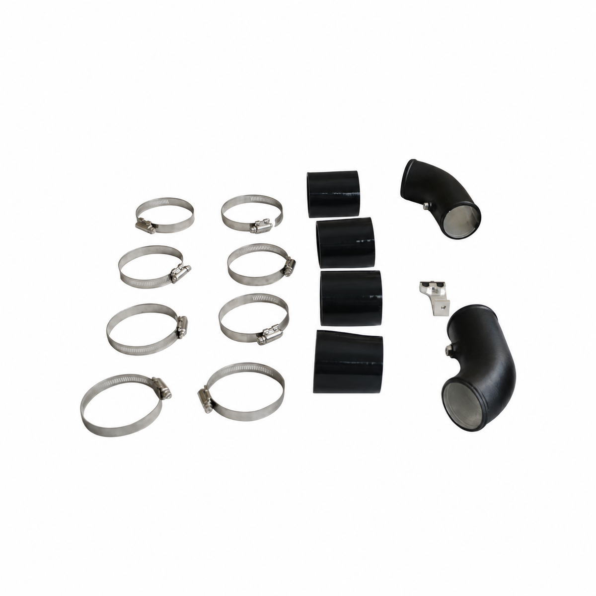 BMW M5 M6 S63 performance charge pipe kit with aluminum pipes couplers clamps and installation hardware