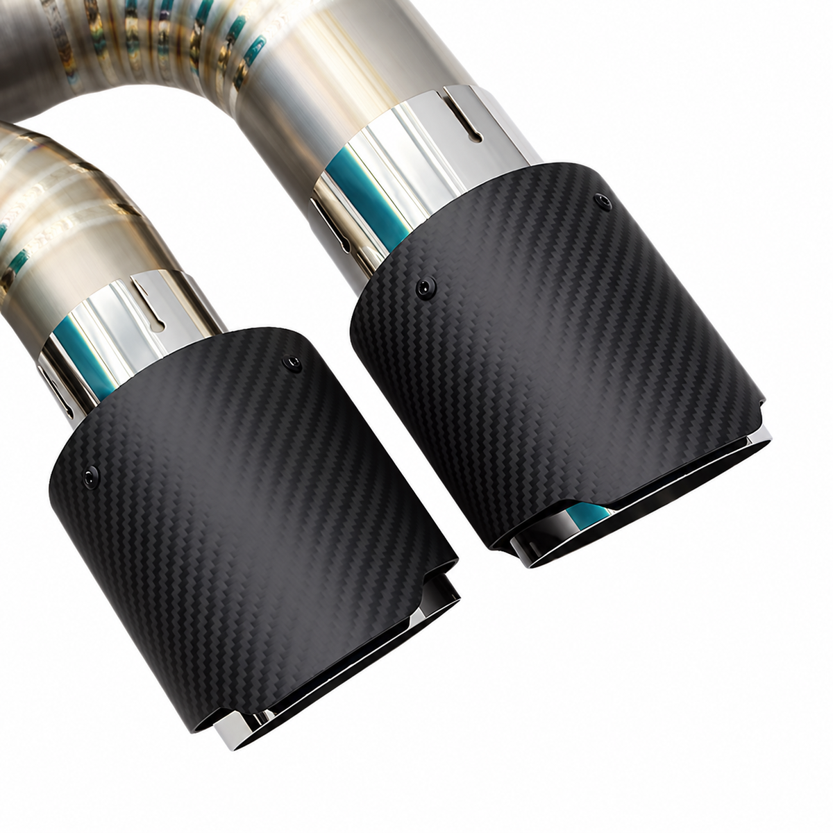 BMW M8 F91 F92 and F93 carbon fiber exhaust tips for titanium valved cat-back exhaust system