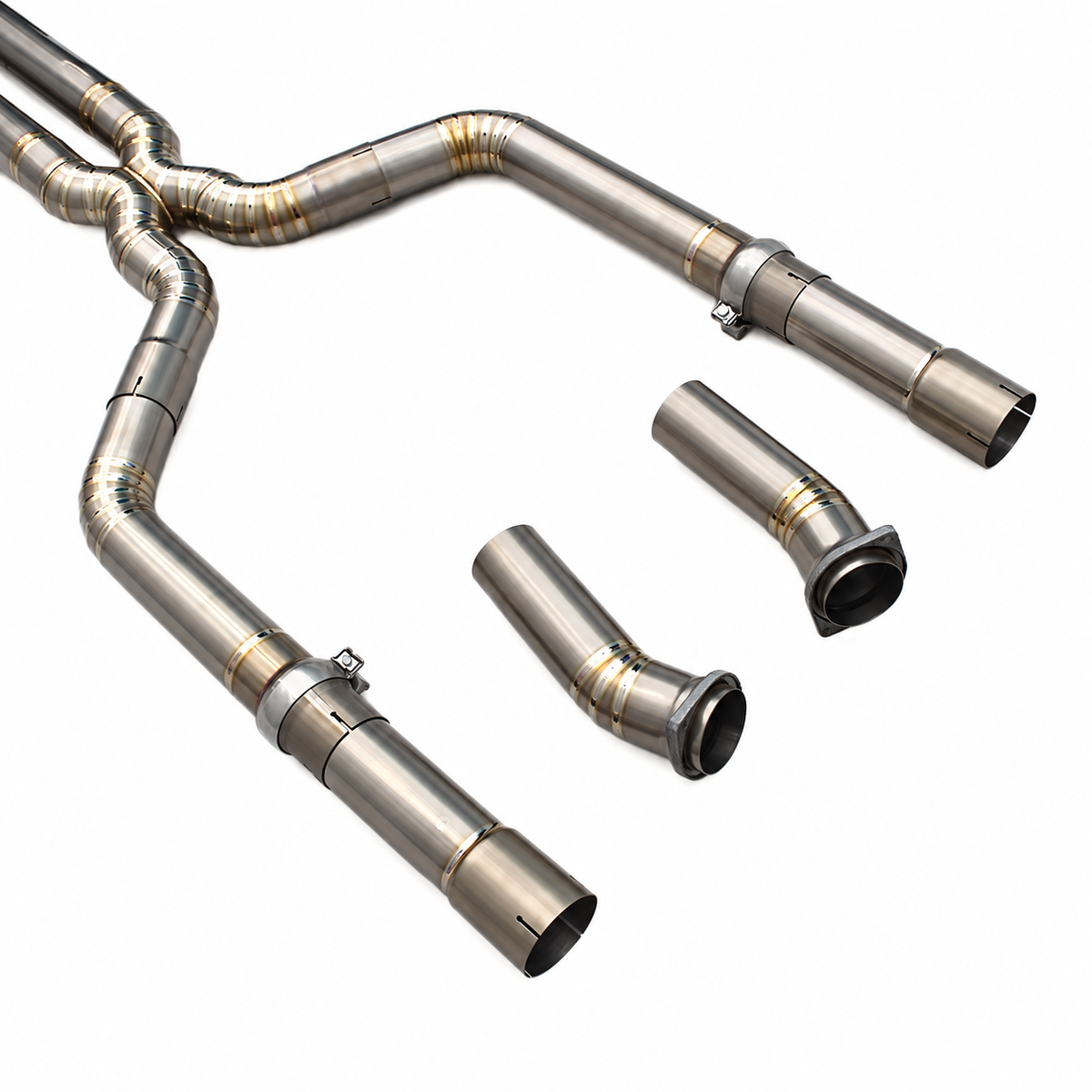 BMW M8 F91 F92 and F93 S63 titanium rear exhaust pipe section for valved cat-back system