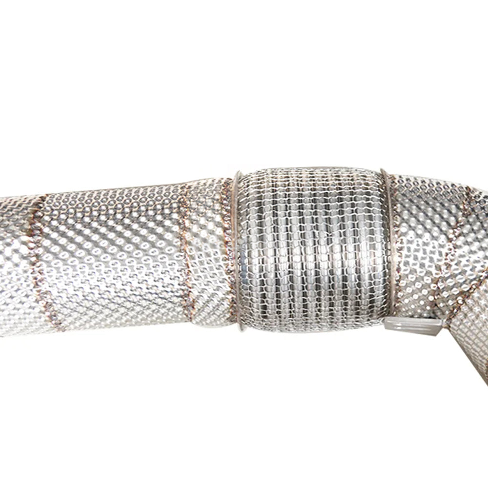 BMW N63 N63TU catless downpipe flex section close-up