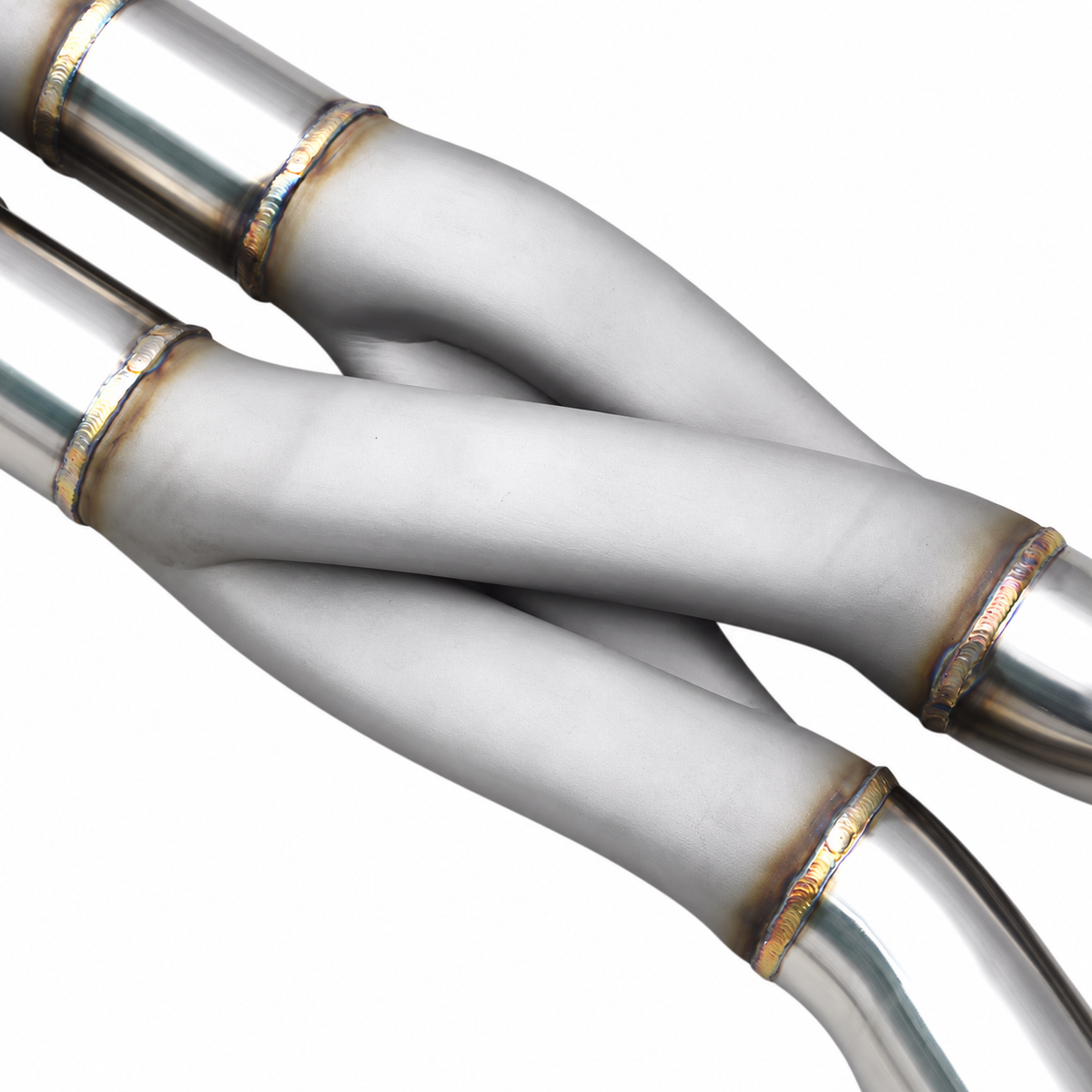 BMW S58 Dual Z-Pipe 3D-formed equal-length crossover detail for performance midpipe system