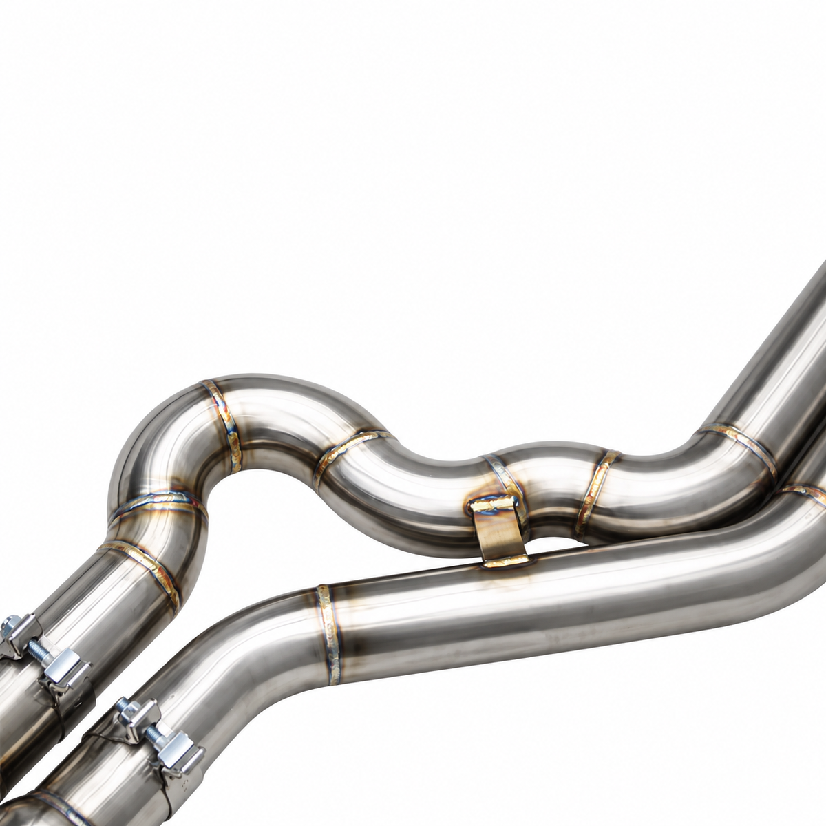 BMW X3M F97 and X4M F98 S58 Z-Pipe exhaust section detail in stainless steel