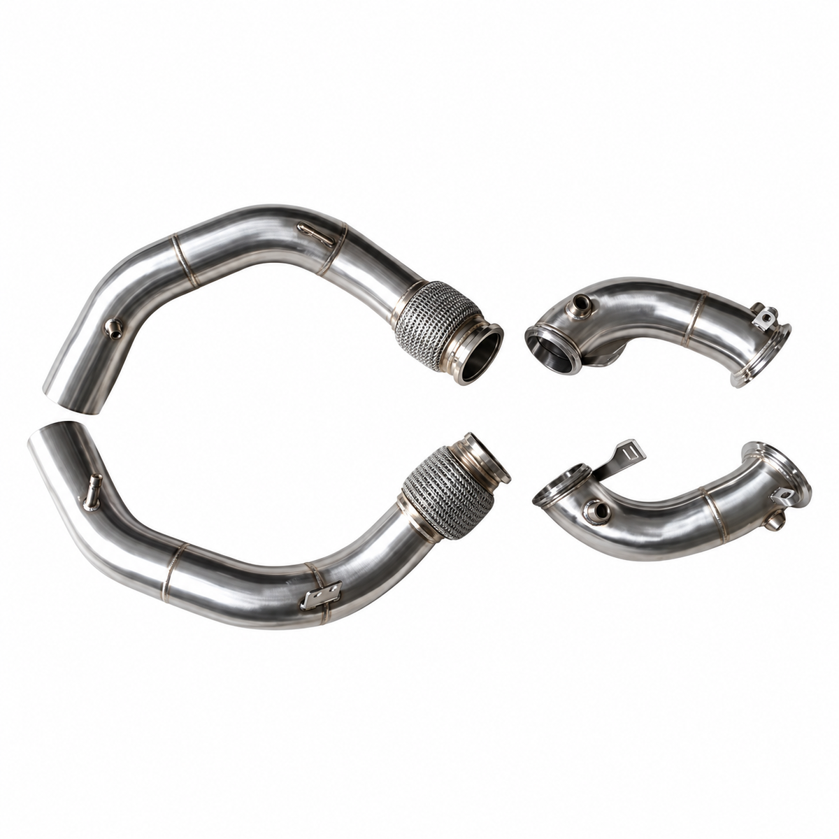 High-flow catless downpipe system for BMW X5M F95 and X6M F96 S63 4.4L twin-turbo V8