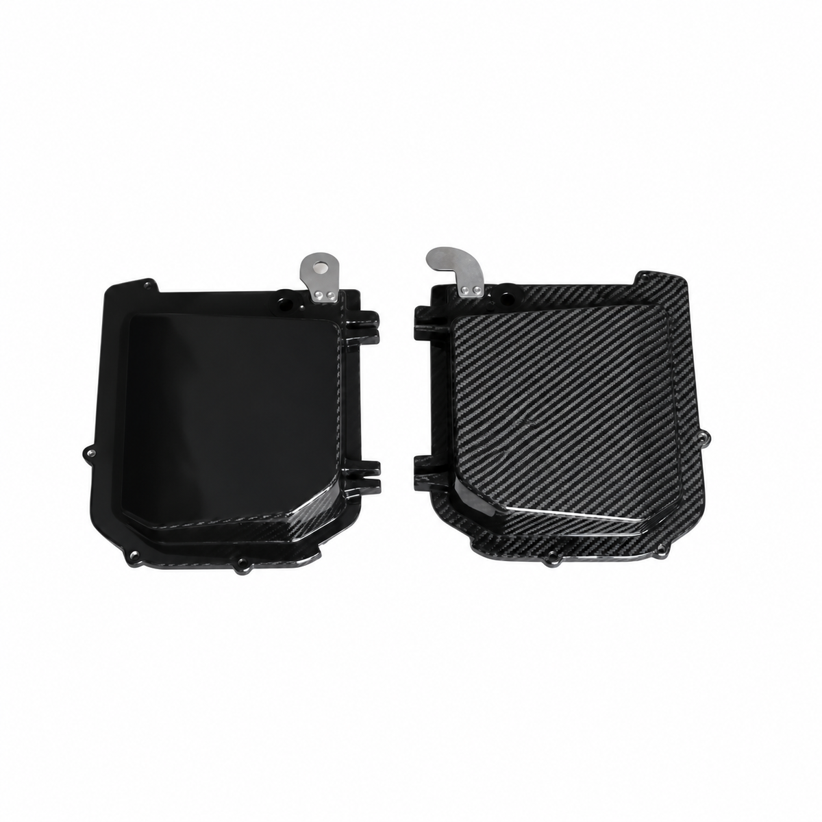 Mercedes-AMG C43 GLC43 M276 carbon fiber intake airboxes with mounting brackets and inlet connections
