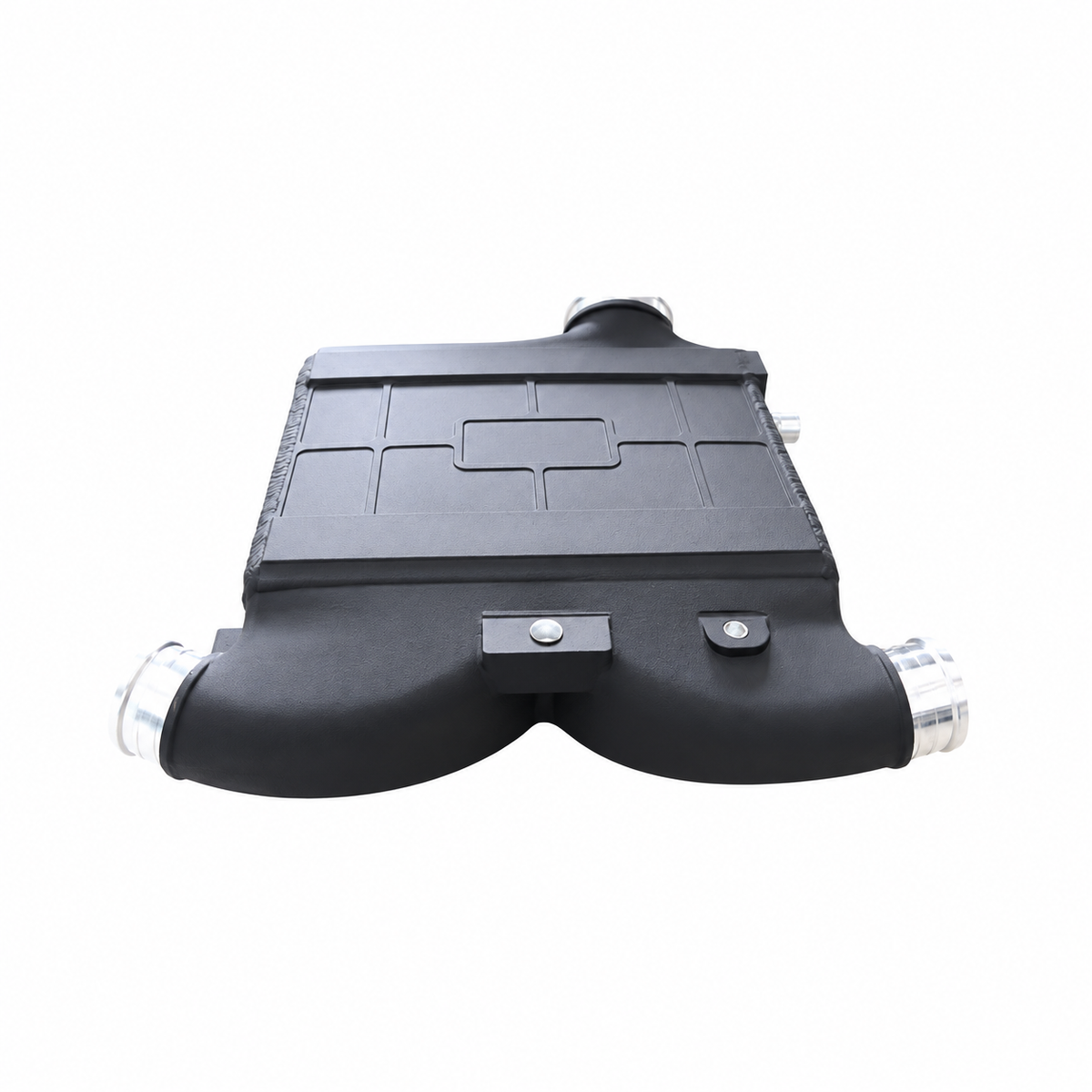 Mercedes-AMG C43 GLC43 M276 performance charge air cooler front view with dual outlet connections