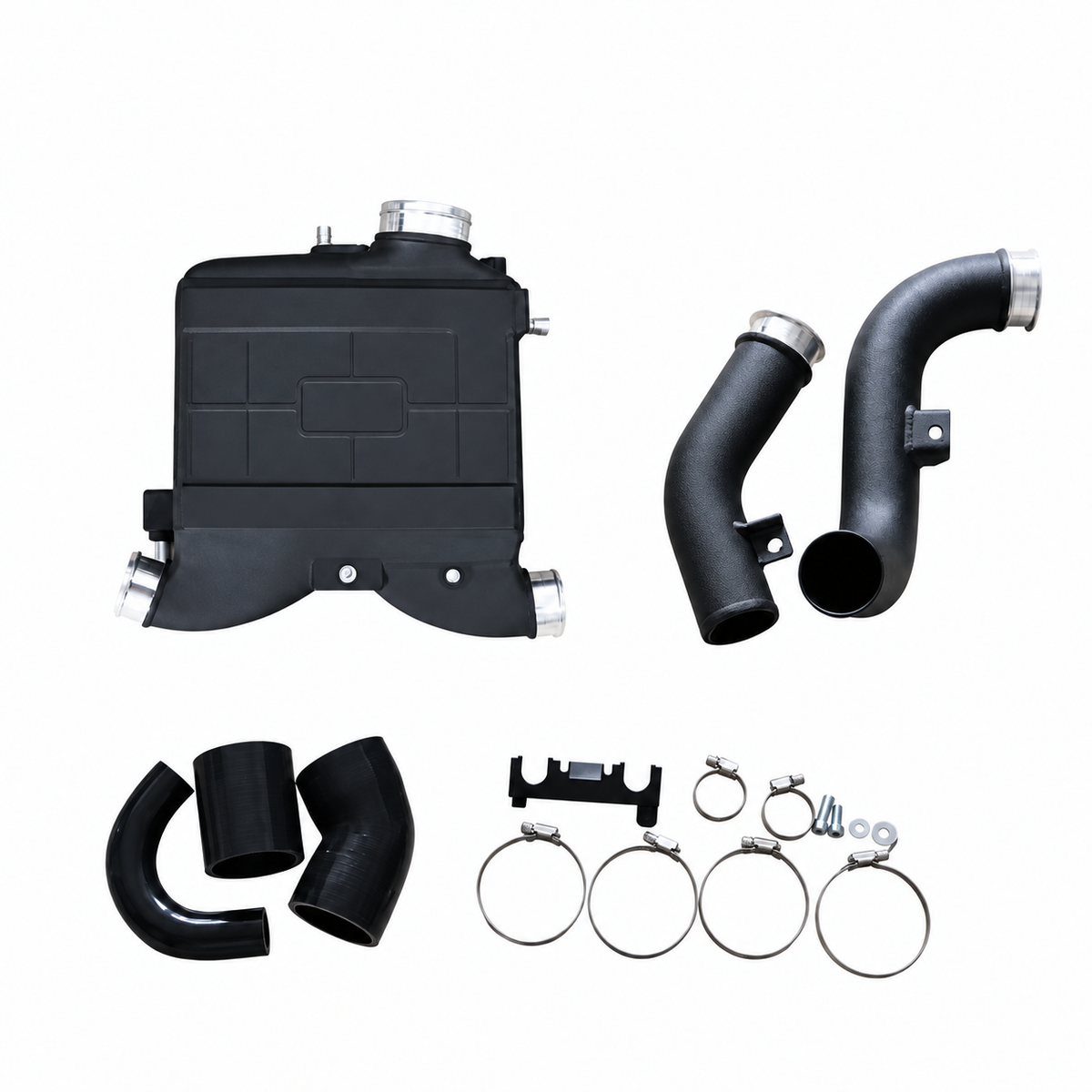 Mercedes-AMG C43 GLC43 M276 performance intercooler complete kit with hoses couplers clamps and installation hardware