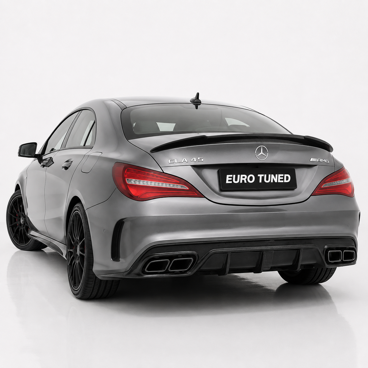 Mercedes-Benz CLA C117 carbon fiber trunk spoiler installed