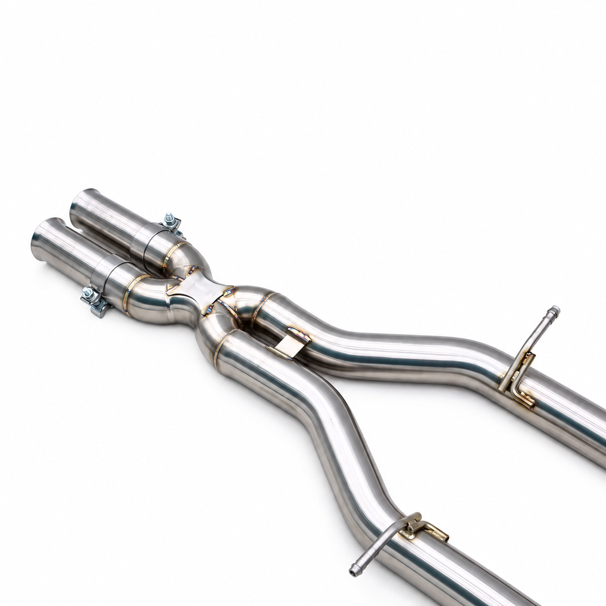 Mercedes-Benz C63 AMG W204 M156 stainless steel cat-back center pipe section with dual exhaust routing
