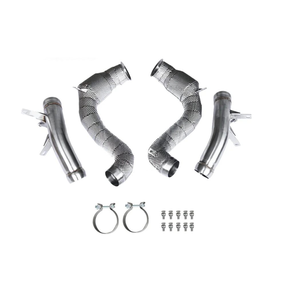 Mercedes C63 C63 S W205 OPF catted downpipes with heat shields full layout