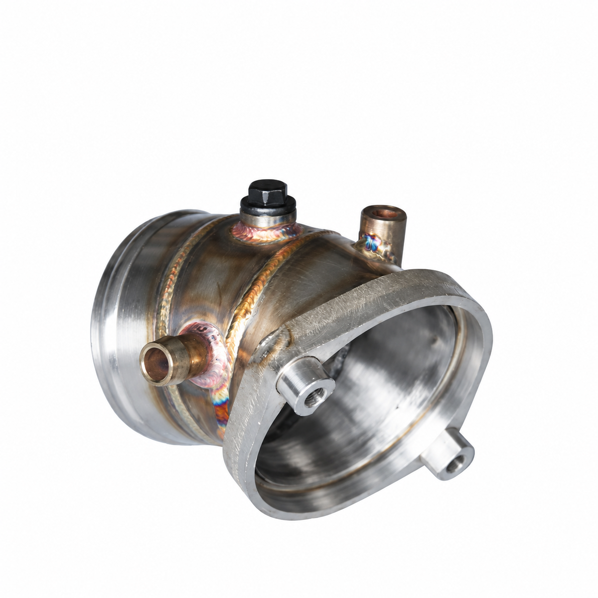 Mercedes M139 charge pipe adapter with sensor ports and machined connection detail