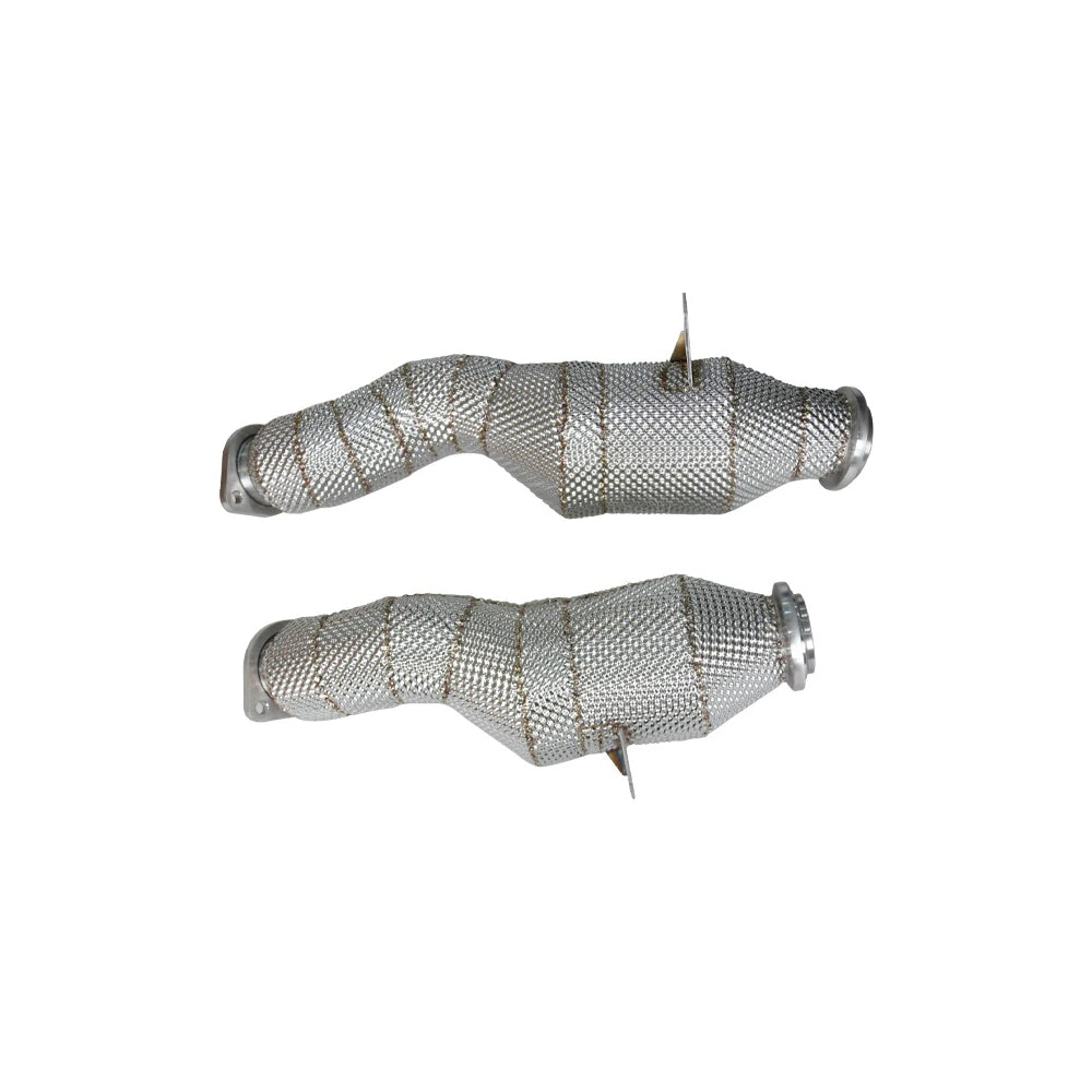 Mercedes M276 SS304 200 cell catted downpipes full length view