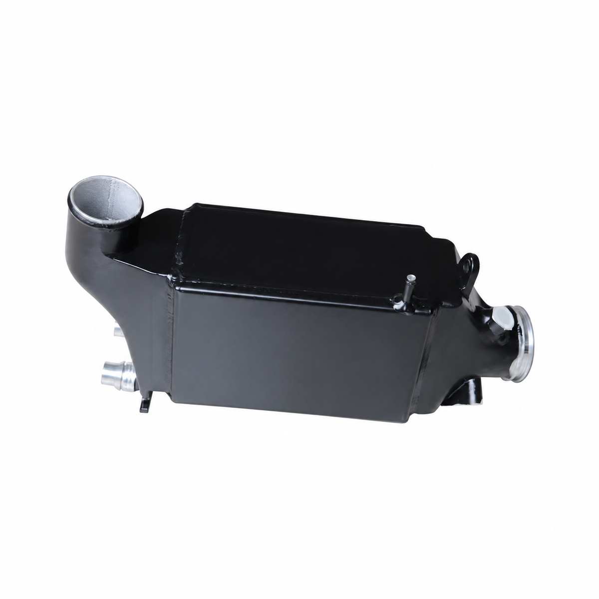 Mercedes W205 C180 C200 C250 M274 performance intercooler side view with aluminum charge air connections