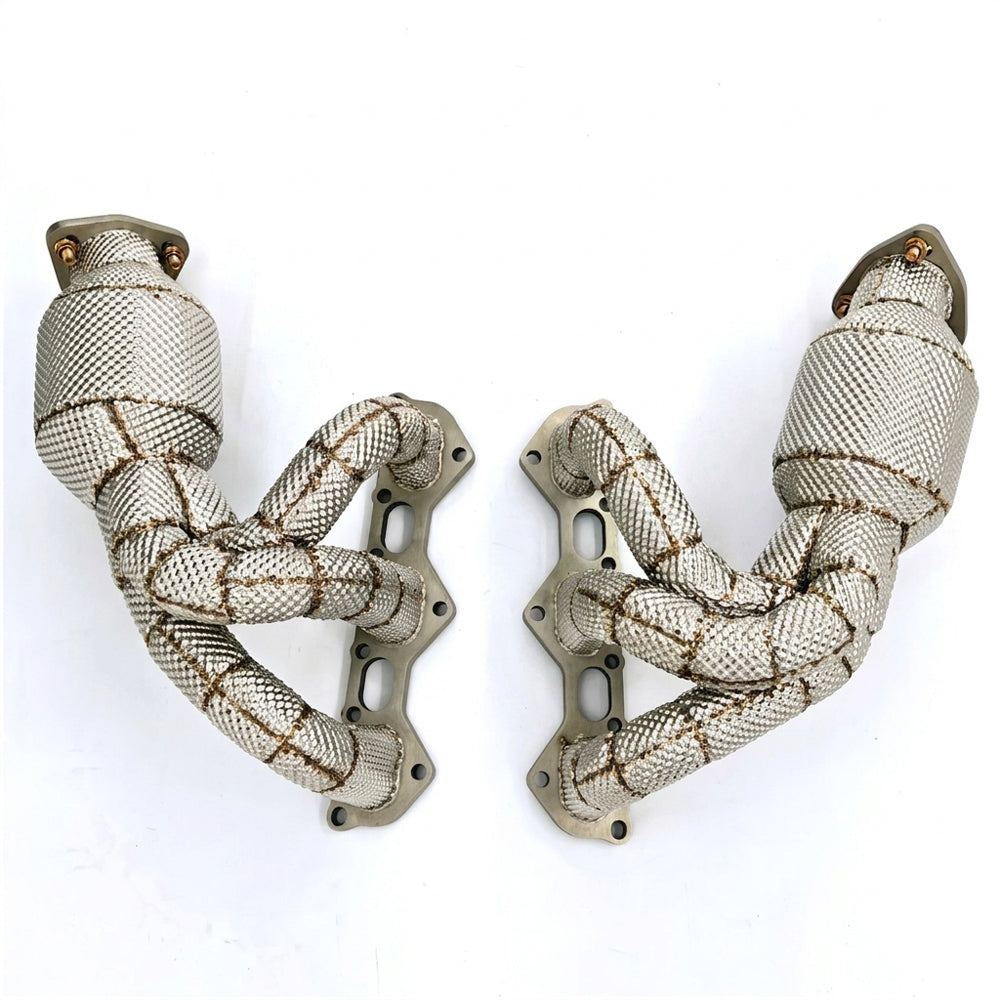 Porsche 718 Cayman GT4 4.0L 200-cell catted exhaust headers with heat shields