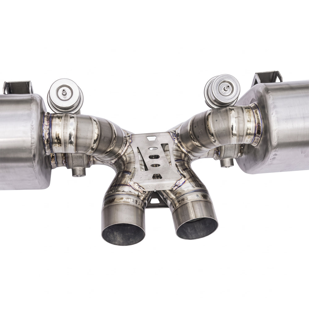 Porsche 911 991.1 GT3 and GT3 RS valved titanium exhaust center section with dual outlets